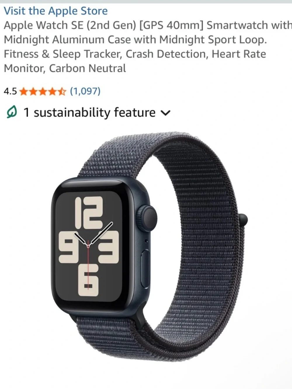 Apple Smartwatch - Midnight Aluminum Case with Midnight Sport Loop